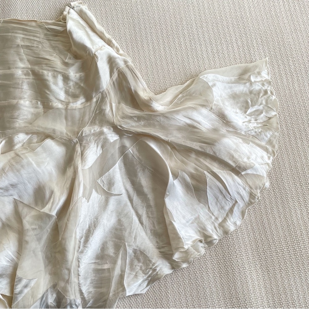 Silk Assymetrical sheer ruffle midi mini skirt - Picture 2 of 5
